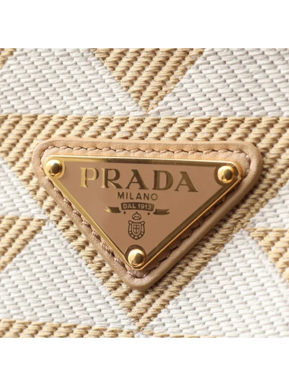 Prada Shoulder Bag Triangle 2-Way Beige White Canvas Leather Logo - Picture 6 of 8